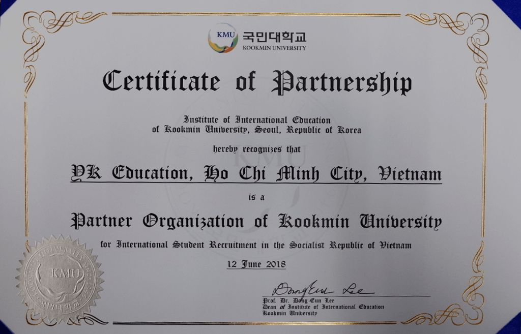 Giấy chứng nhận Tư cách Tuyển sinh trường Đại học Kookmin 2 du học YK EDUCATION 7 2 du học hàn YK EDUCATION